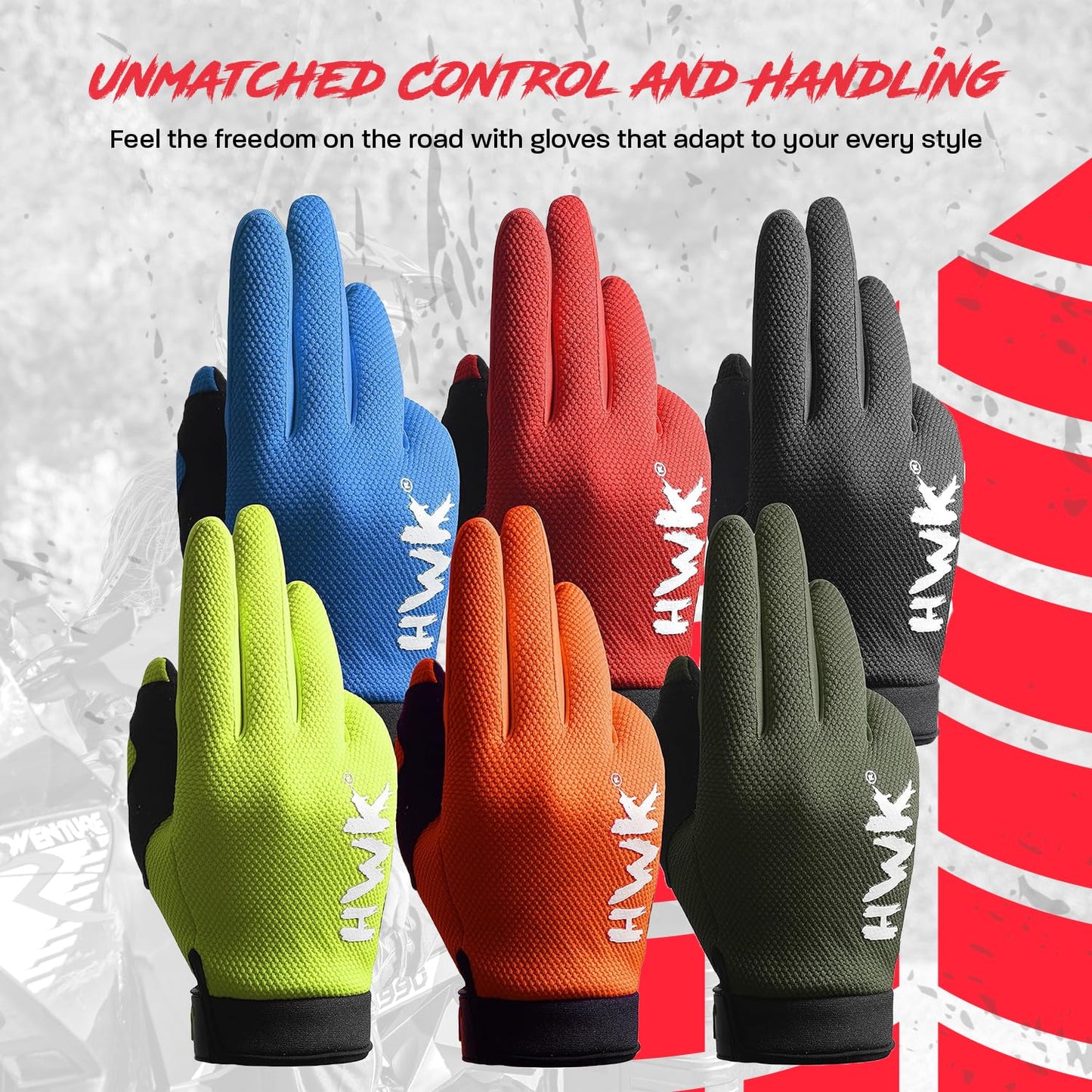 HWK Motorcycle Gloves for Men & Women Motocross Riding Driving Tactical Cycling Biker Moto Racing All-Purpose Gloves