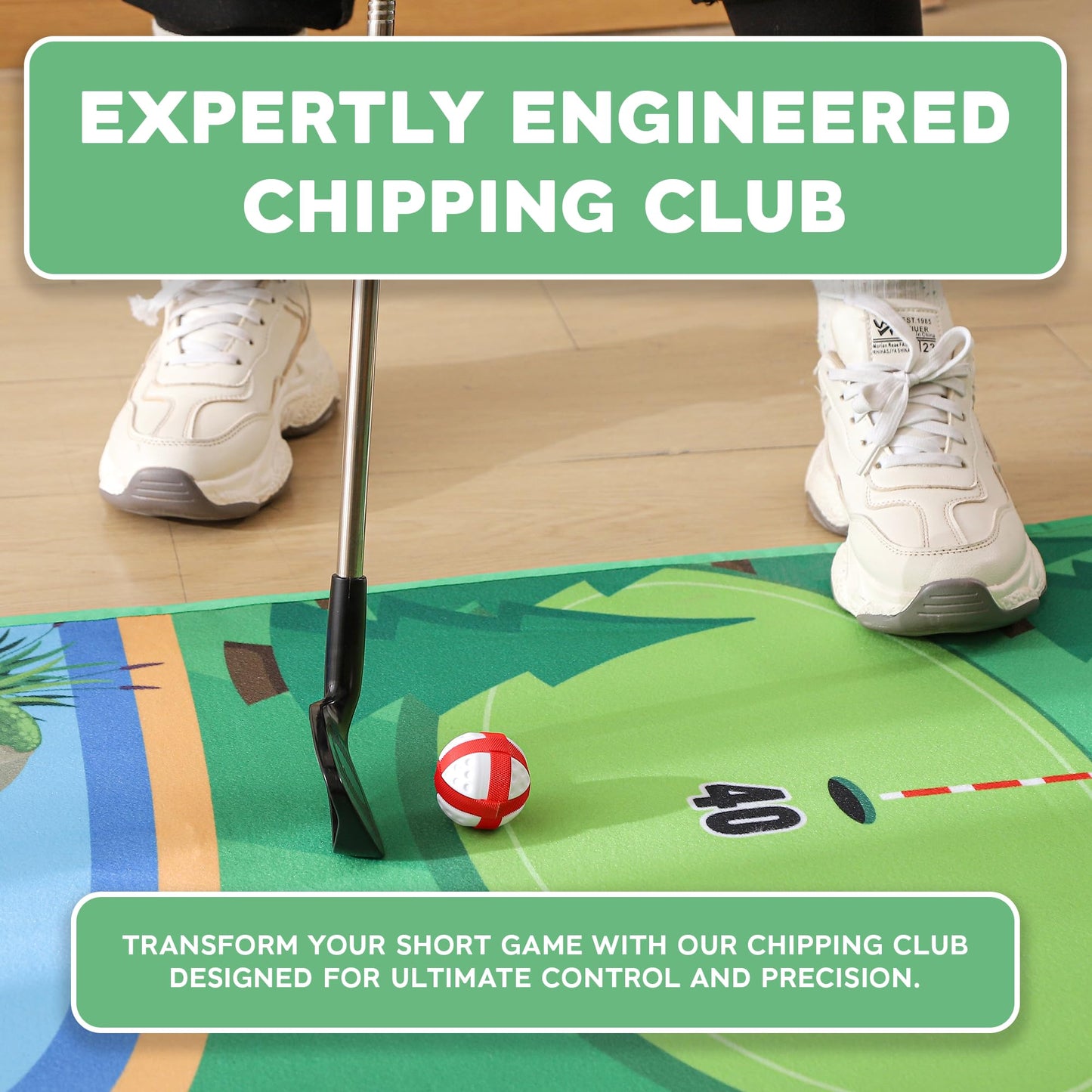 Ecozen Golf Chipping Game Set - Elevate Your Short Game with Premium Turf Mat, Chipping Club, Sticky Balls, Scorecard, and Carrying Bag for Skill Enhancement, Fun, and Portable Practice Anywhere