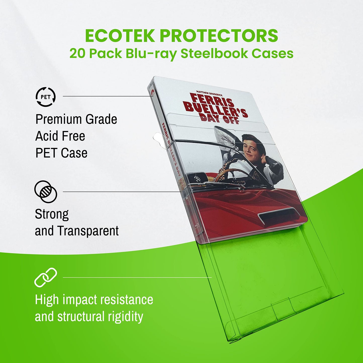 EcoTEK Protectors 20-Pack Blu Ray Steelbook Protector and Display Case, Compatible with 4K Steelbook, Arrow Video, and Criterion (Pack of 20)