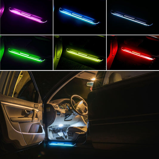 4Pcs Car Door Pedal Light - Easy Magnetic Installation, Wireless LED Lights, Auto-Sensing, IP67 Waterproof, Rechargeable, 7 Color Options - Bling Your Car Door Sill with Hippo Creation