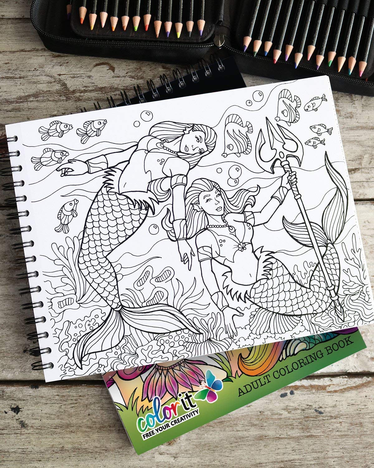 Mythical & Fantasy Adult Coloring Book - Features 50 Original Hand Drawn Designs Printed on Artist Quality Paper, Hardback Covers, Spiral Binding, Perforated Pages, Bonus Blotter [Spiral-bound] ColorIt and Terbit Basuki