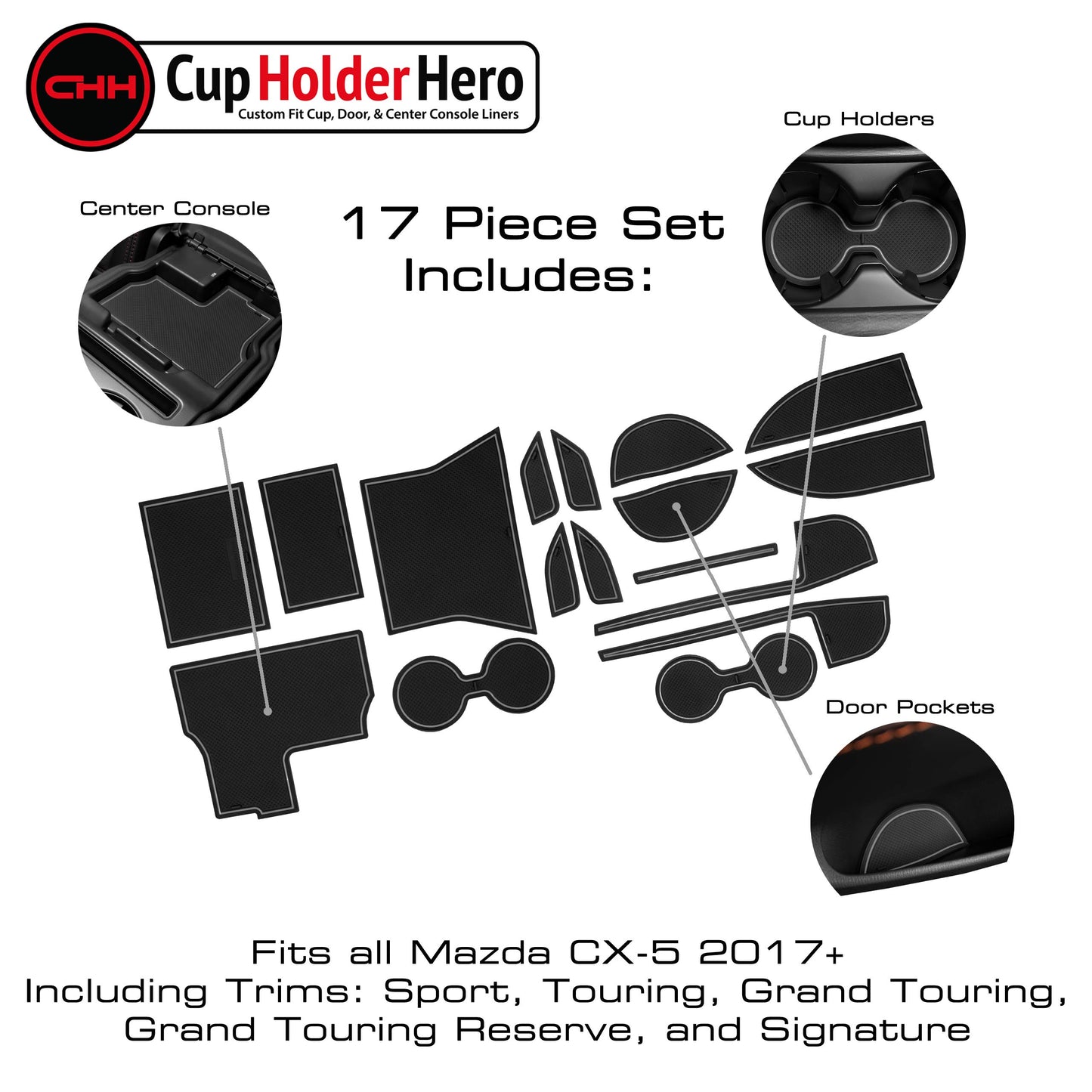 2017-2022 Mazda CX5 - Premium Cup Holder Liners Kit