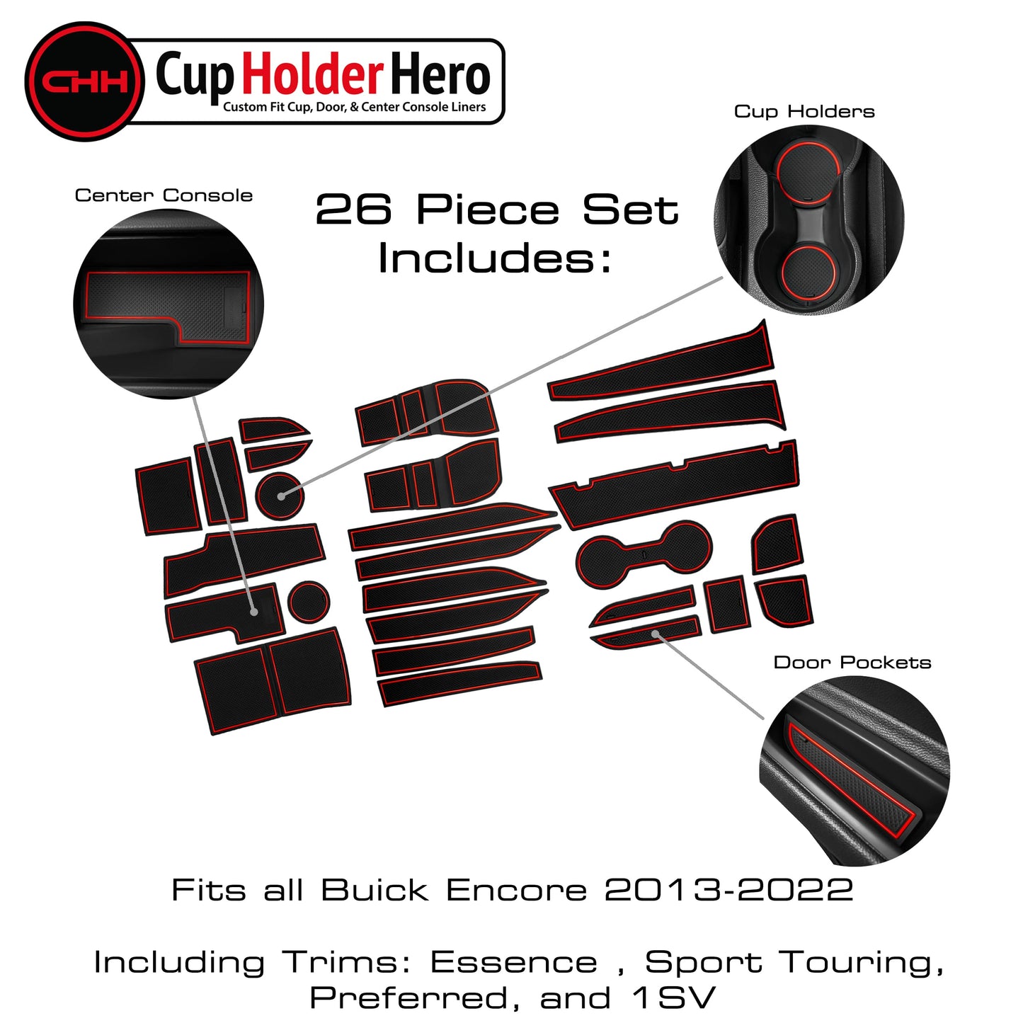 2013-2022 Buick Encore - Premium Cup Holder Liners Kit