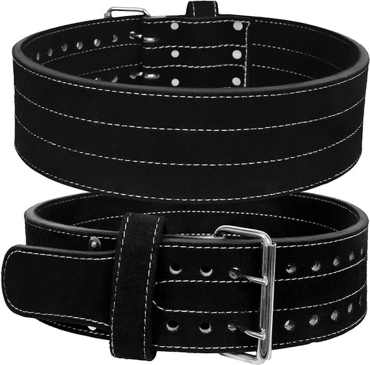 Hawk Sports Double Prong Powerlifting Belt for Men & Women, 10mm Thick, 4" Wide Suede Leather Weightlifting Belt, for Doing Heavy Weight Workouts like Deadlifts & Squats at Full Power