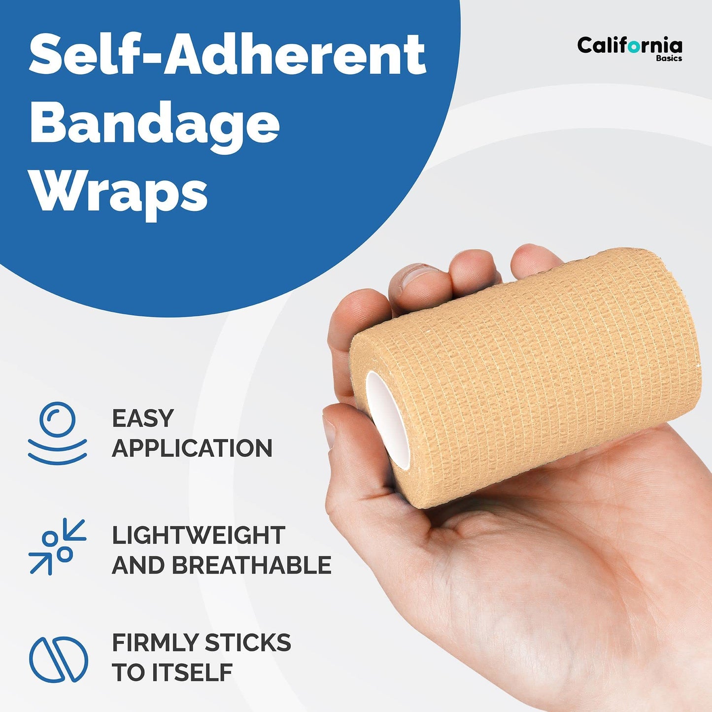 Self-Adhesive Bandage Wrap - Suitable for All Sports - Breathable Athletic Tape for Wrists - Knee and Ankle - Self Adhesive Bandage- 4 Inch- 18 Pack - Brown