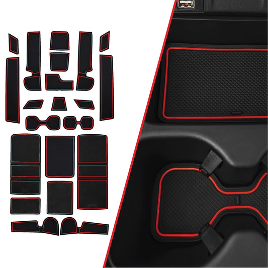 CupHolderHero fits Honda CRV Accessories 2017-2022 Premium Custom Interior Non-Slip Anti Dust Cup Holder Inserts, Center Console Liner Mats, Door Pocket Liners 22pc Set (Red Trim)