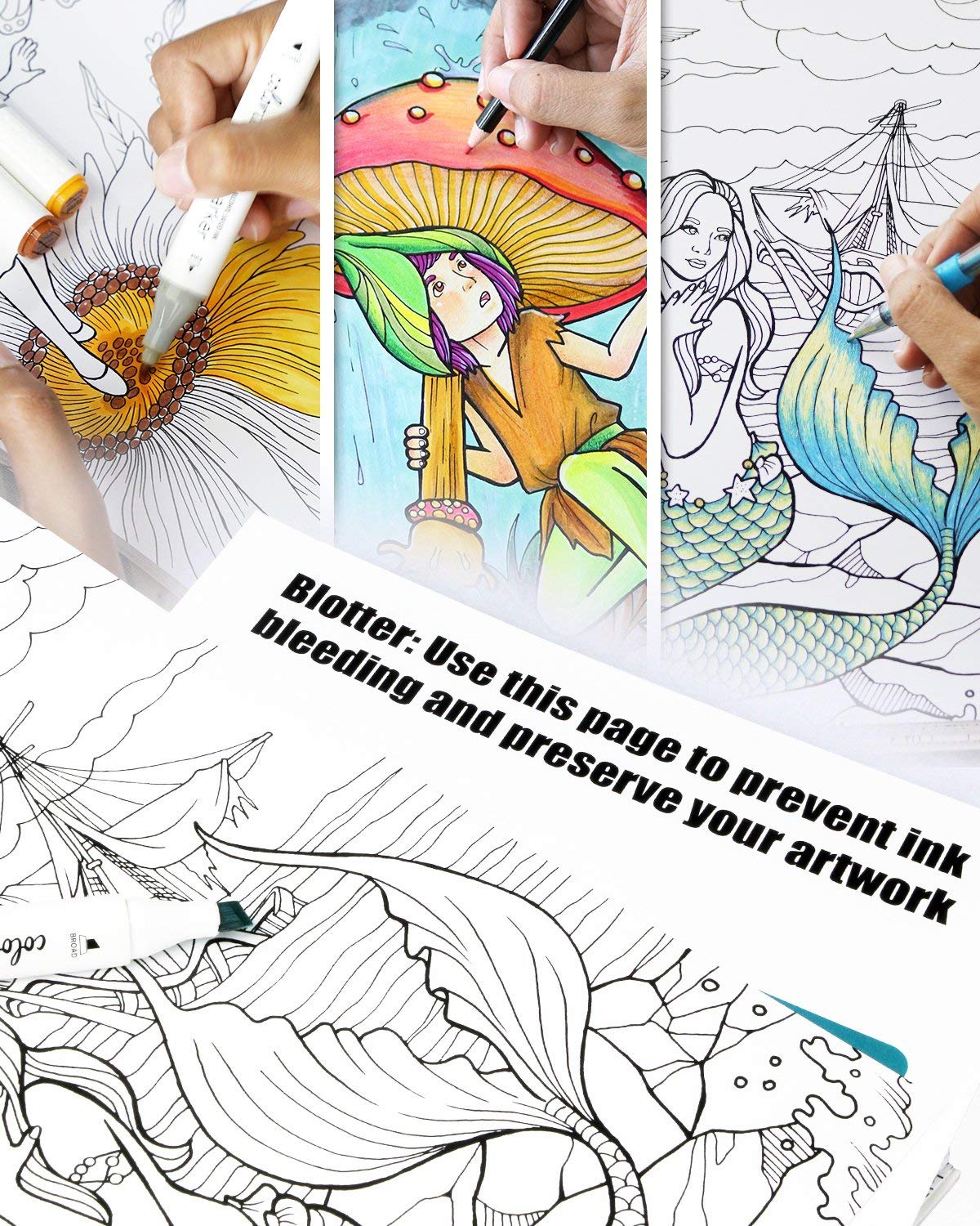 Mythical & Fantasy Adult Coloring Book - Features 50 Original Hand Drawn Designs Printed on Artist Quality Paper, Hardback Covers, Spiral Binding, Perforated Pages, Bonus Blotter [Spiral-bound] ColorIt and Terbit Basuki