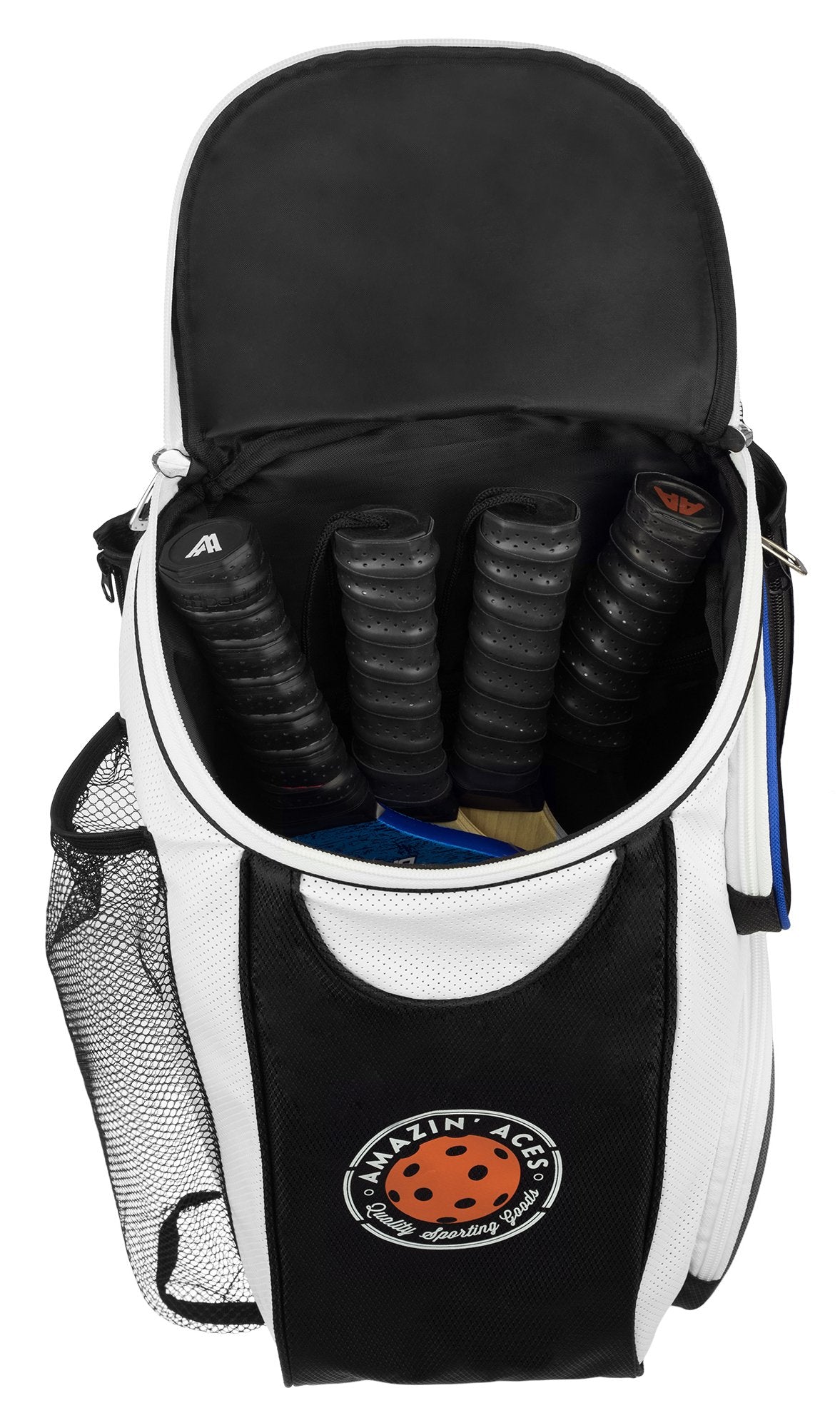 Amazin' Aces Premium Pickleball Backpack | Bag Features Pickleball Holder/Sleeve | Pack Fits Multiple Paddles | Convenient Pockets for Phone, Keys, & Wallet | Padded Back & Straps for Added Comfort