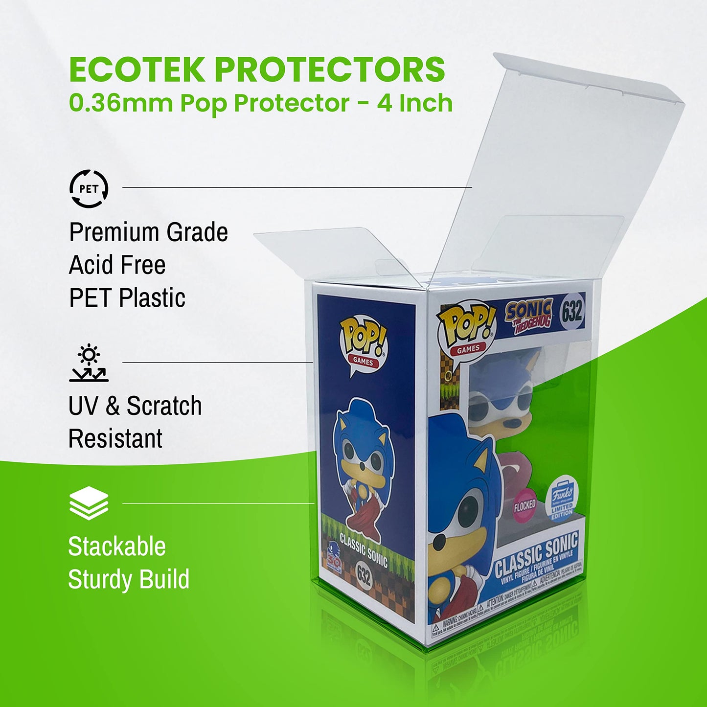 EcoTEK Protectors Compatible with Funko POP- 4" Inch Vinyl Figures Strong, Crystal Clear Case, Heavy Duty Acid Free w/Protective Film & Locking Tab