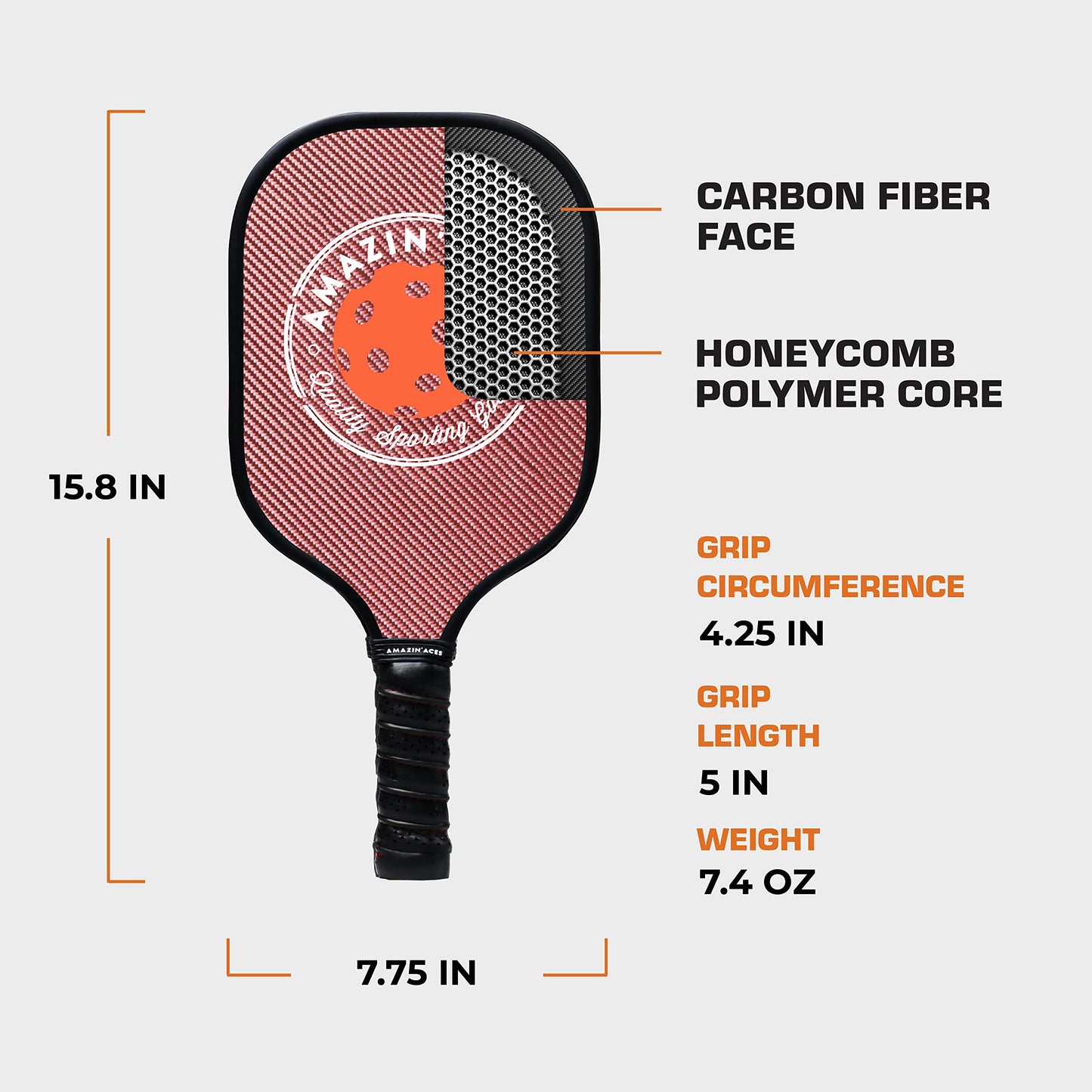 Amazin' Aces Carbon Fiber Pickleball Paddle Set in Blue and Pink - 2 Pickleball Rackets with Carbon Fiber Face and Polymer Core, 4 Outdoor Balls, and 1 Carry Bag