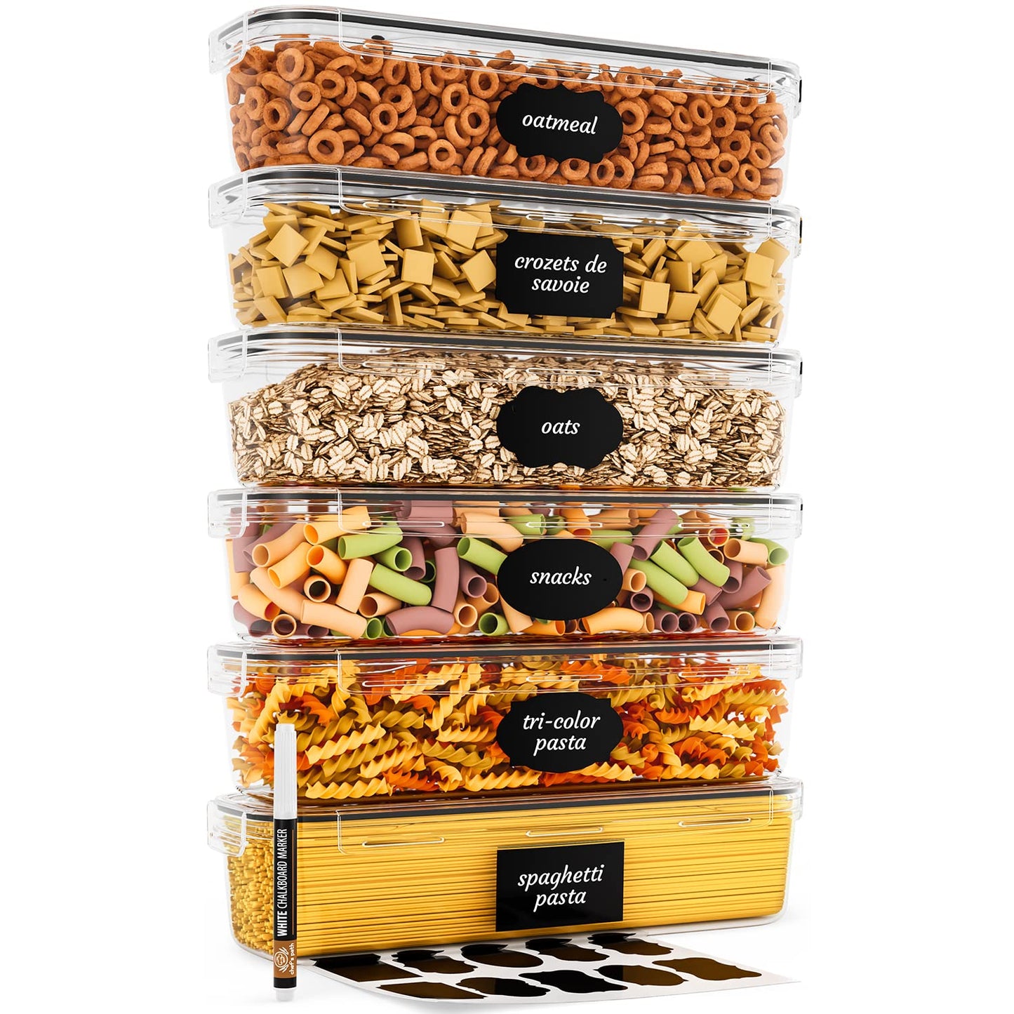 Airtight PastaStorage Containers with Lids (2.3 L Each) SET OF 6