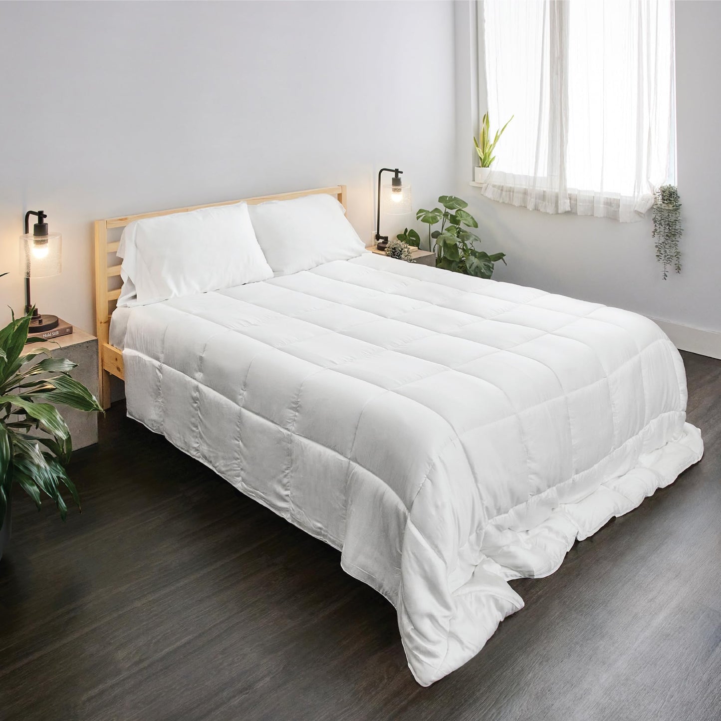 Bamboo Bay All Season Comforter - 100% 100% Viscose Made from Bamboo Comforter Size - Duvet Insert with Corner Tabs - Quilted Down Alternative Cooling Comforter - White