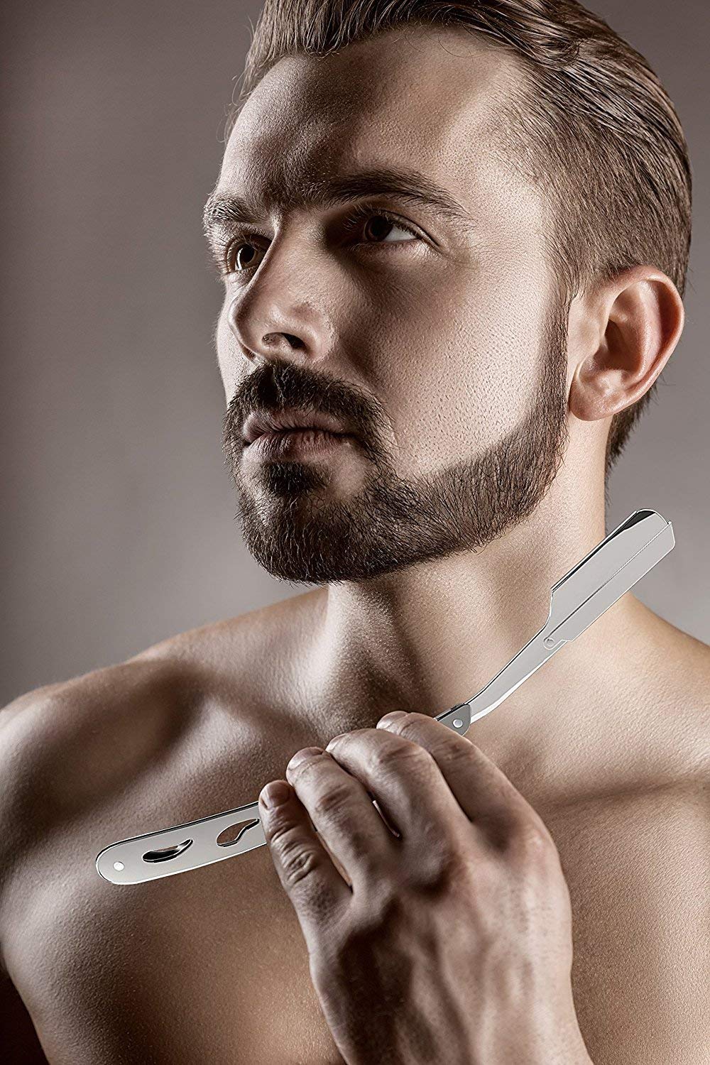 Equinox Professional Matte Black Straight Edge Razor with 100 Single Edge Derby Premium Blades