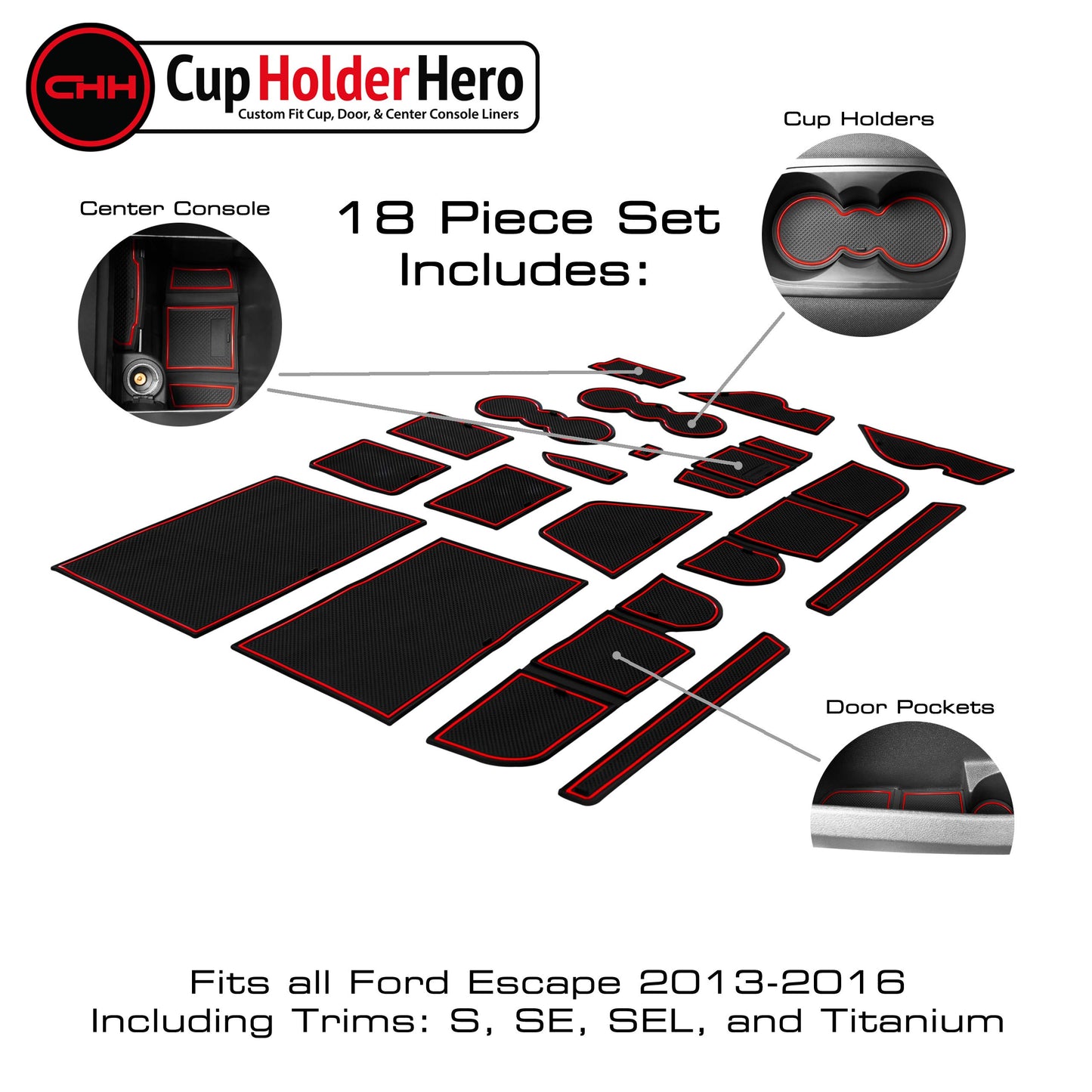 Ford Escape - Premium Cup Holder Liners Kit