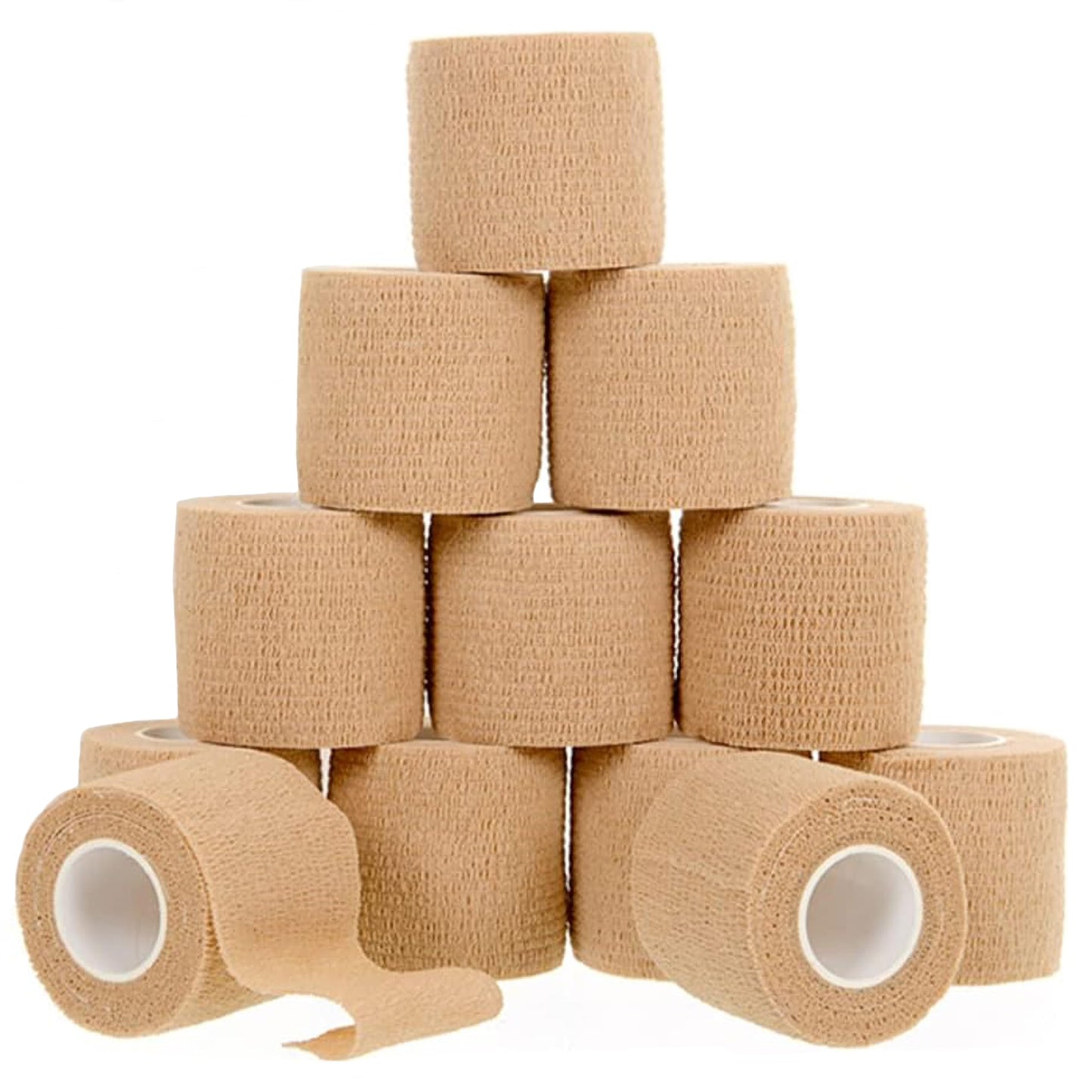 California Basics Non-Woven Self Adhesive Brown Bandage Wrap - Cohesive Bandage for All Sports, Breathable Athletic Tape for Wrists, Knee and Ankle