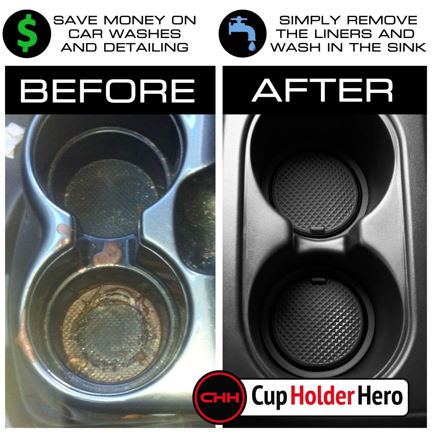 CupHolderHero fits Toyota Accessories Premium Custom Interior Non Slip Anti Dust Cup Holder Inserts, Center Console Liner Mats, Door Pocket Liners