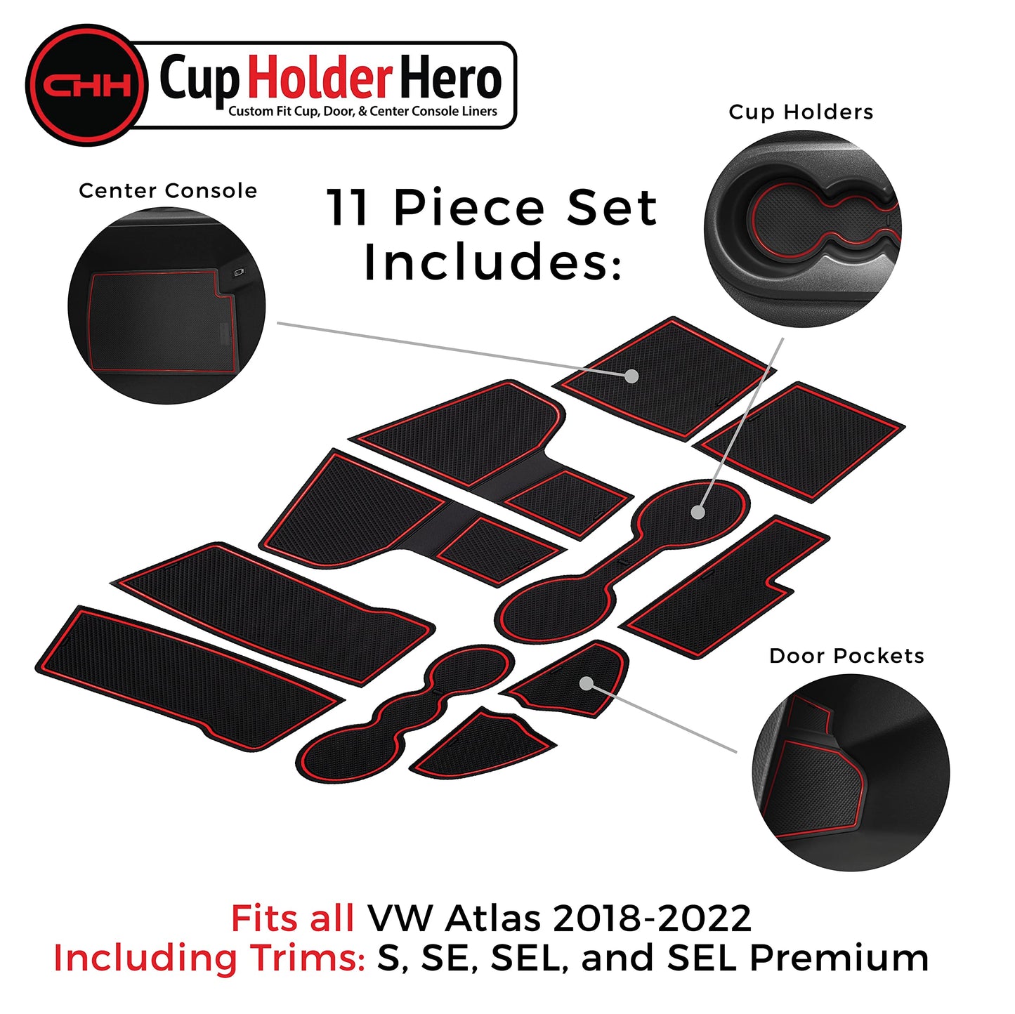 2018-2022 Volkswagen Atlas - Premium Cup Holder Liners Kit