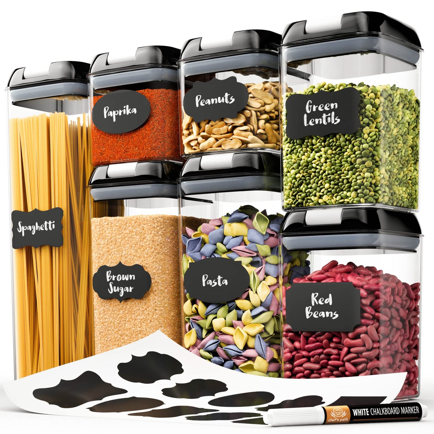 Chef's Path - Set of 7 Airtight Food Storage Containers for Kitchen Storage