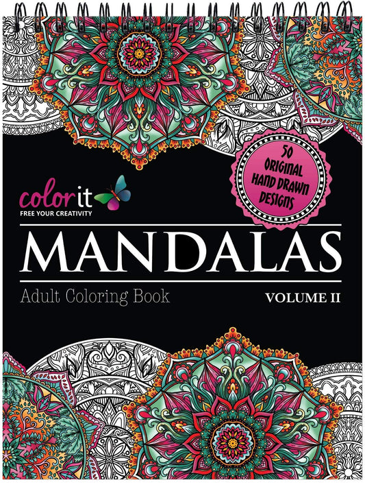 Mandalas II Adult Coloring Book - 50 Original Hand Drawn Designs