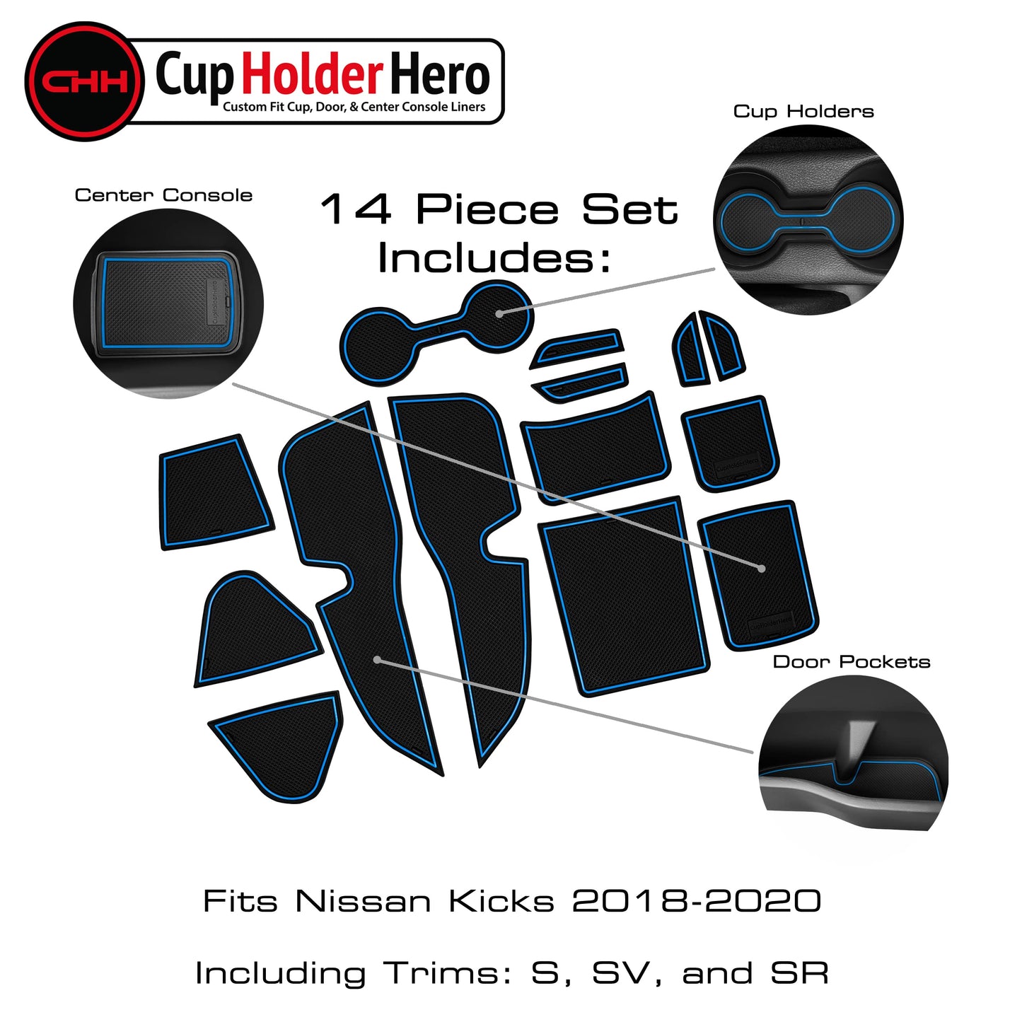 2018-2020 Nissan Kicks - Premium Cup Holder Liners Kit