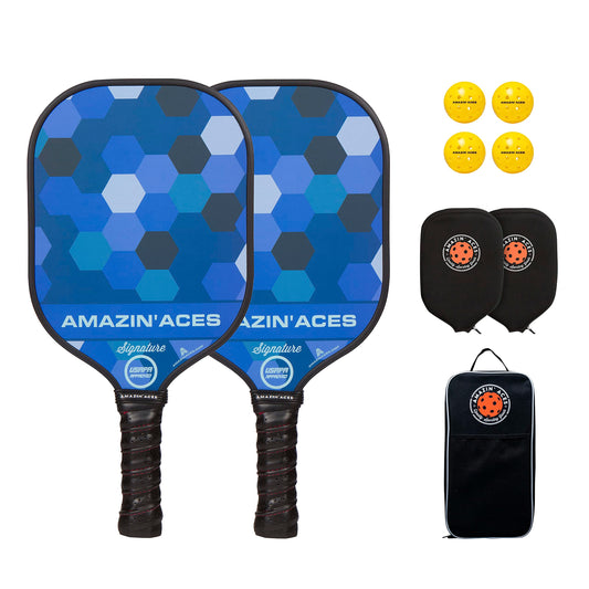 Amazin' Aces Signature Pickleball Paddle Set Of 2 (Blue & Blue)