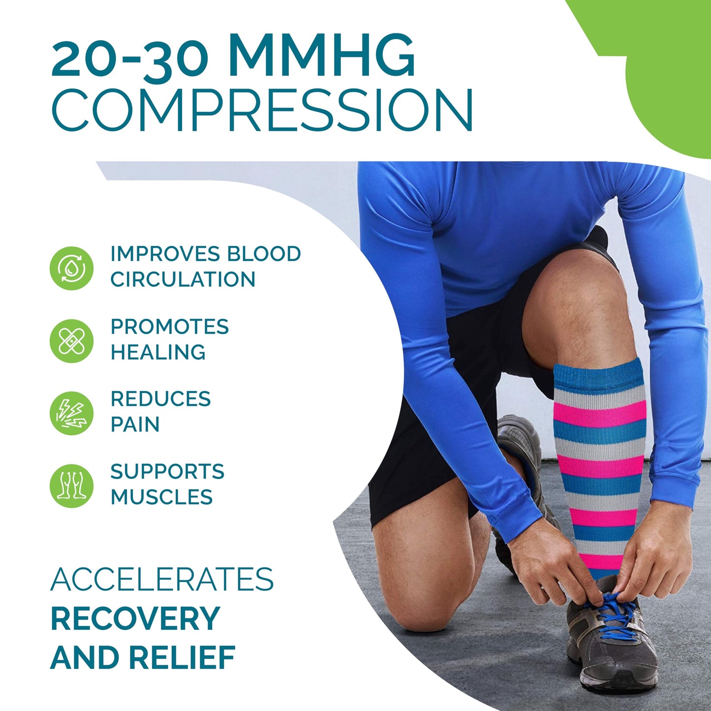 Calf Compression Sleeves For Men And Women - Leg Compression Sleeve - Footless Compression Socks for Runners, Shin Splints, Varicose Vein & Calf Pain Relief - Calf Brace For Running, Cycling, Travel