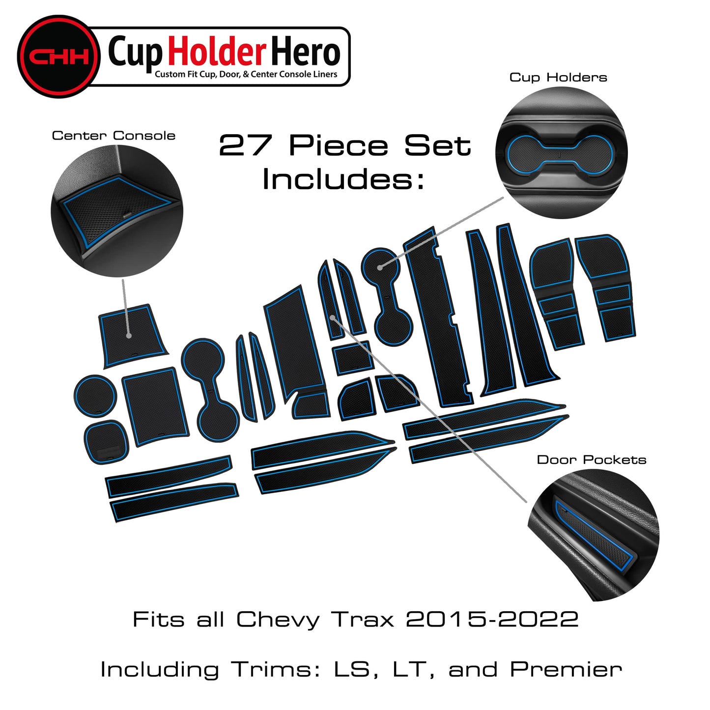 2015-2022 Chevy Trax - Premium Cup Holder Liners Kit