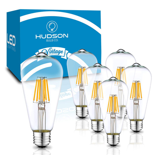 Vintage Edison LED Light Bulbs 6W (6 Pack) - E26/E27 Base Dimmable LED Light Bulbs 60 watt Equivallent - 4000K Daylight White Light Bulbs - ST58 Style Light Bulbs Set for Home, Kitchen Indoor/Outdoor