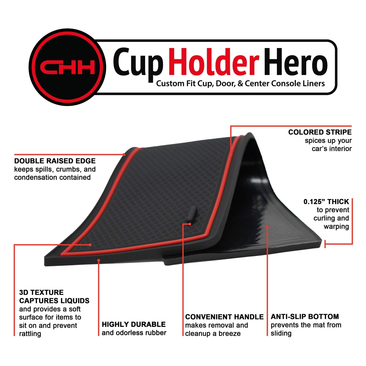 CupHolderHero Chevy Colorado 2015-2022 - Premium Console Tray Organizer with Liners Kit