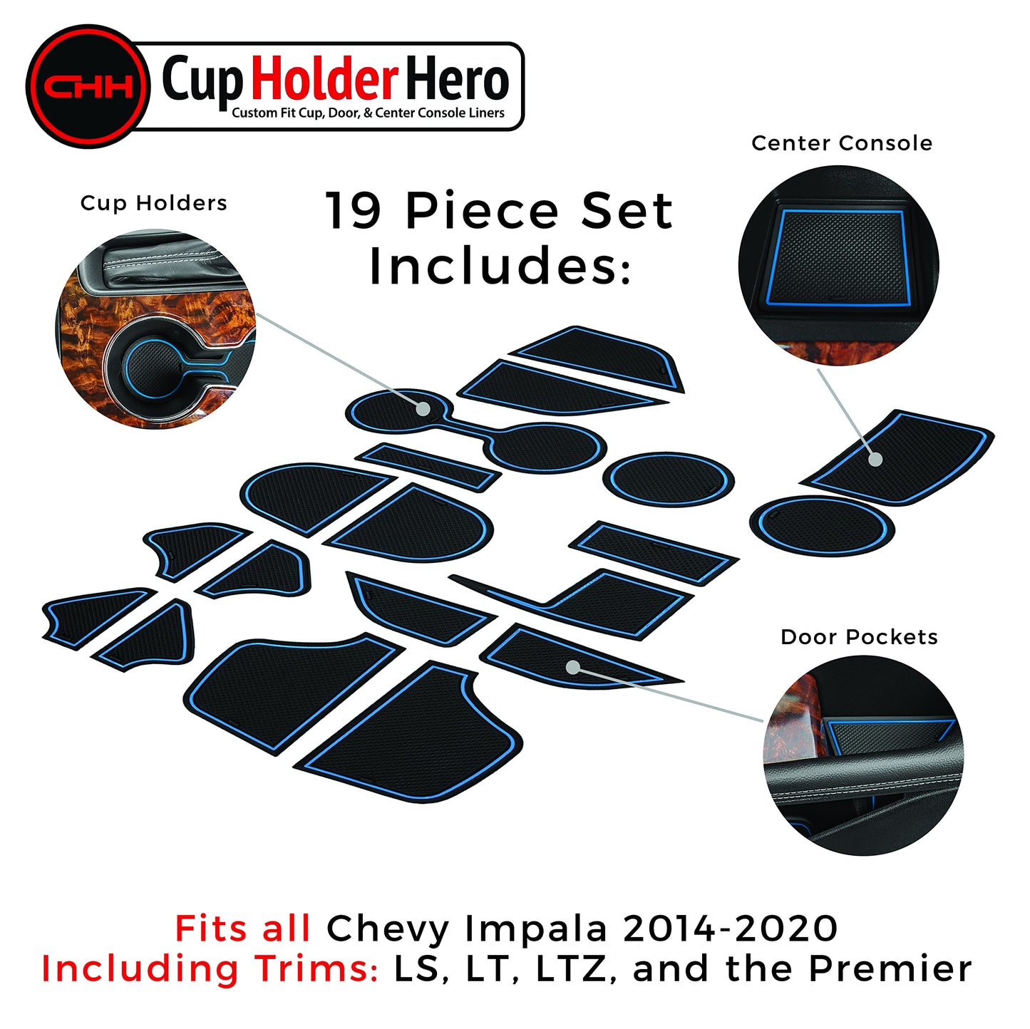 2014-2020 Chevy Impala - Premium Cup Holder Liners Kit