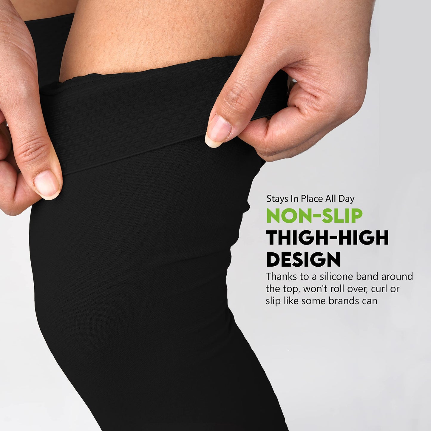 Thigh High Compression Stockings 20-30mmHg Closed Toe - Graduated Medical Class 1 Support for Women & Men - Black, Medium