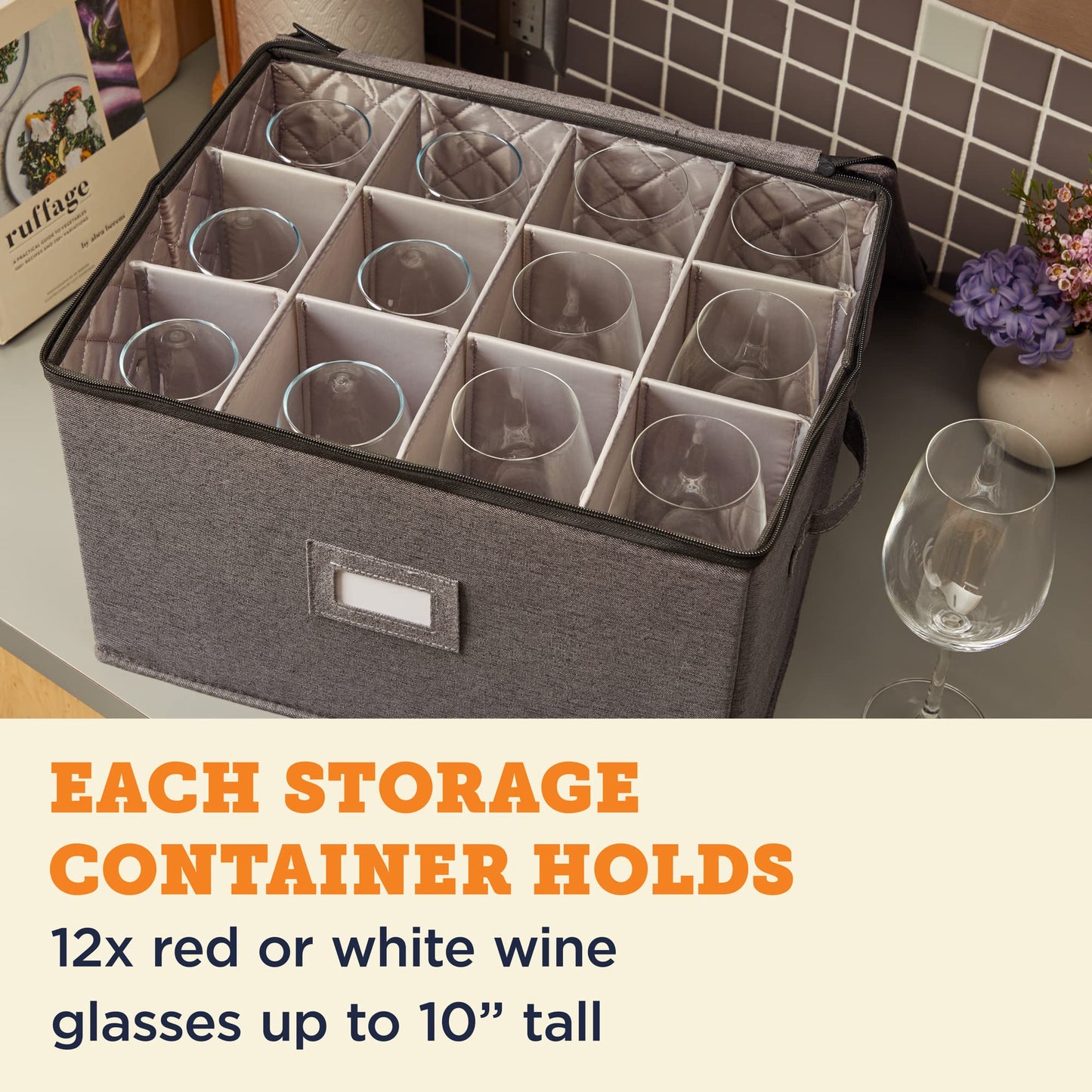 storageLAB China Storage Containers, Containers for Organizing, Hard Shell Case, Felt Plate Dividers, Moving Supplies, Storage Box, Wine, Dishes, Glasses Storage, Charger Plates Storage Containers