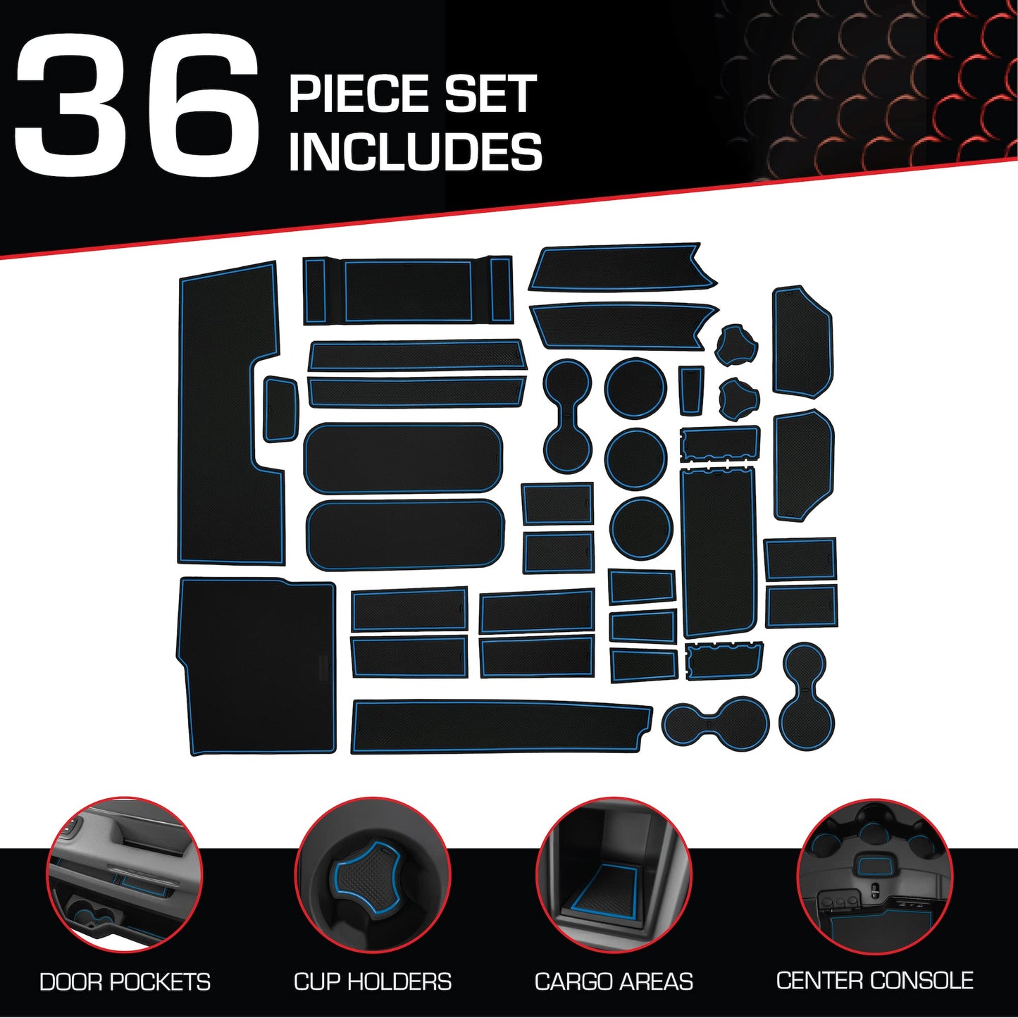 CupHolderHero for 2019-2023 RAM 1500 Classic Accessories - Interior Cup Holder Inserts, Center Console Liner Mats, Door Pocket