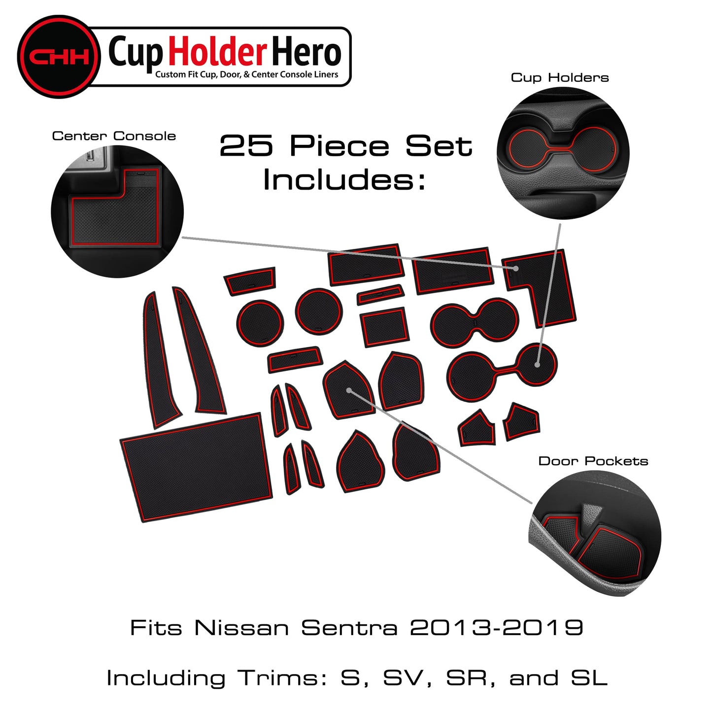 2013-2019 Nissan Sentra - Premium Cup Holder Liners Kit