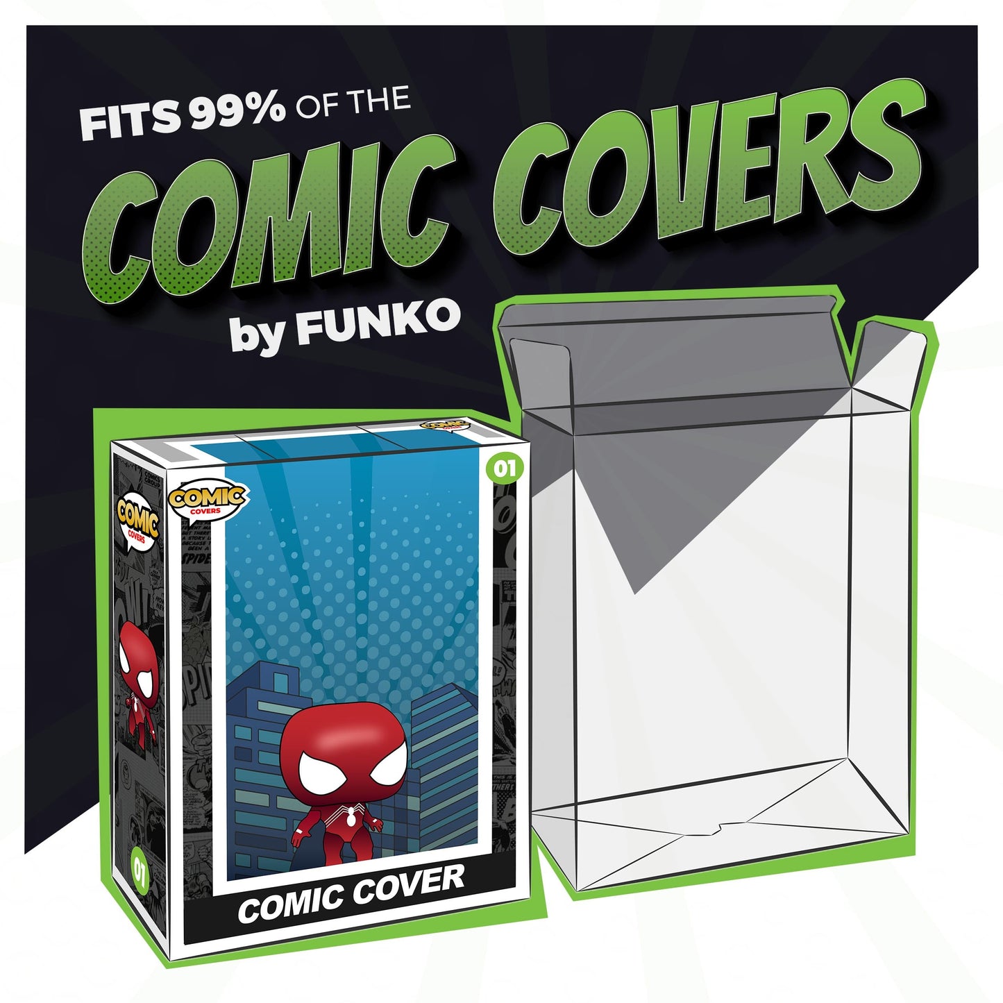 EcoTEK Comic Covers Protector Compatible with Funko POP! for Funko Comic Covers Series 0.5mm Premium Pop Protector Clear PET Plastic Scratch Resistant Ultra Strong (2 Pack)