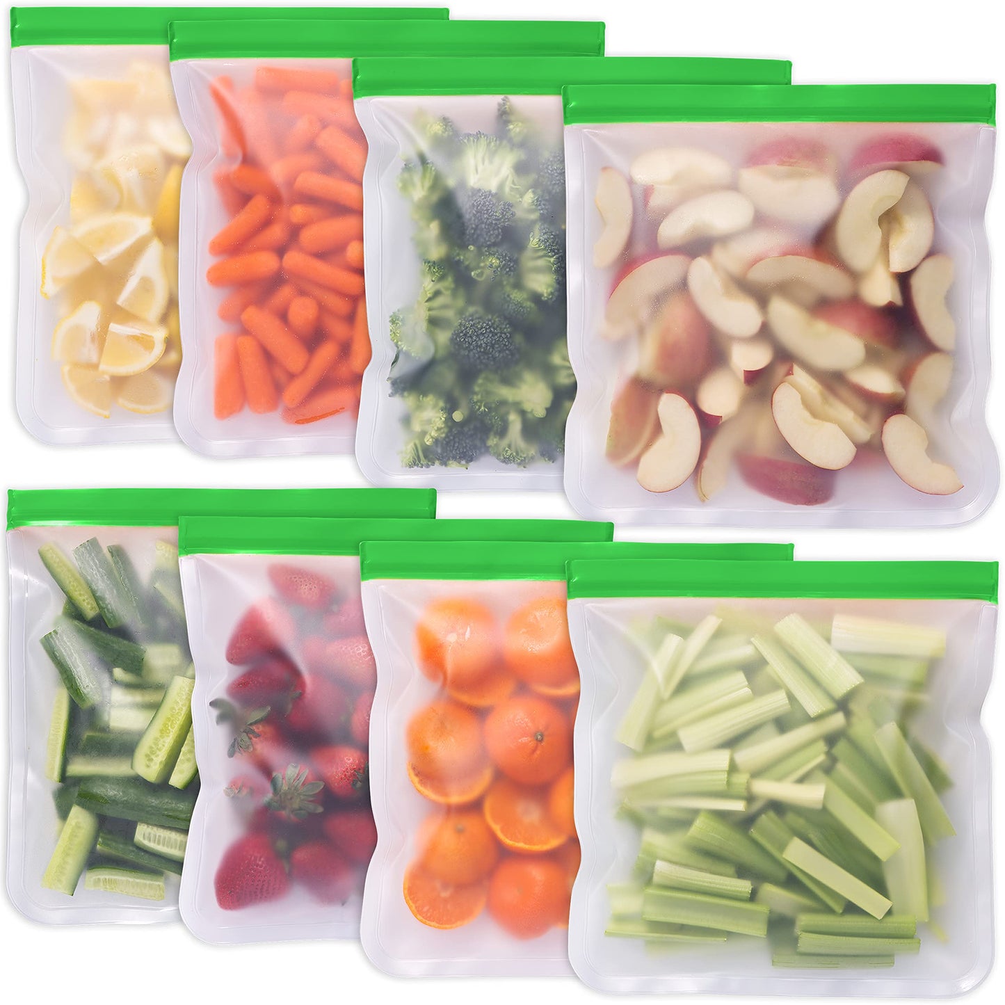 Greenzla - Large & Durable Reusable Food Storage Bags - Eco-Friendly PEVA Bags