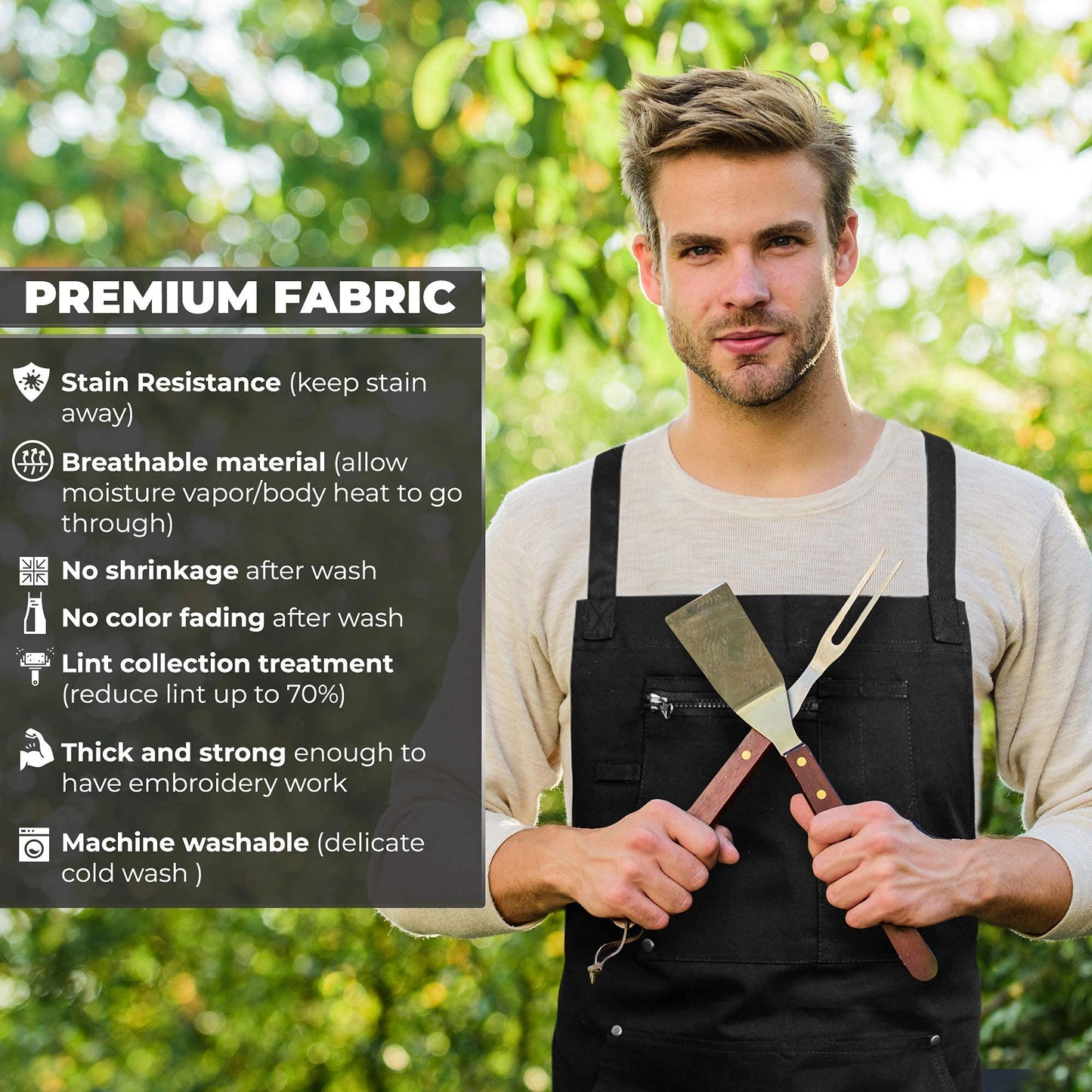 ecoZen Lifestyle Professional Grade Chef Apron for Men - Ideal for Kitchen,BBQ,Cooking, and Grill