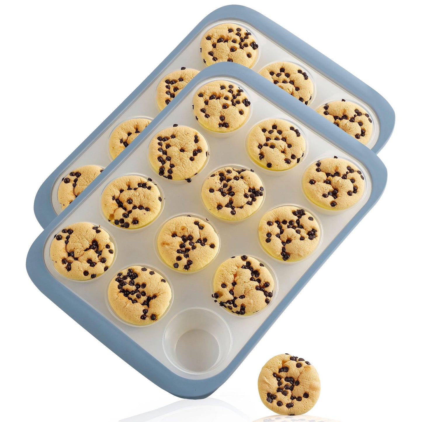 Chef's Path Silicone Muffin Pan - Nonstick BPA-Free Cupcake Molder for Muffins and Cupcakes with Stainless Steel Frame, 12 Cups, 2 Pcs - Essential Baking Accessory