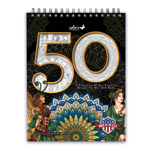 Limited Edition Coloring Book: 50th Book | Mindful Coloring for Adults with Beautiful Illustrations