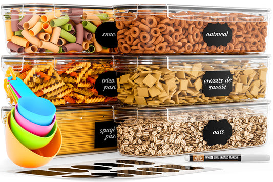 Airtight PastaStorage Containers with Lids (2.3 L Each) SET OF 6