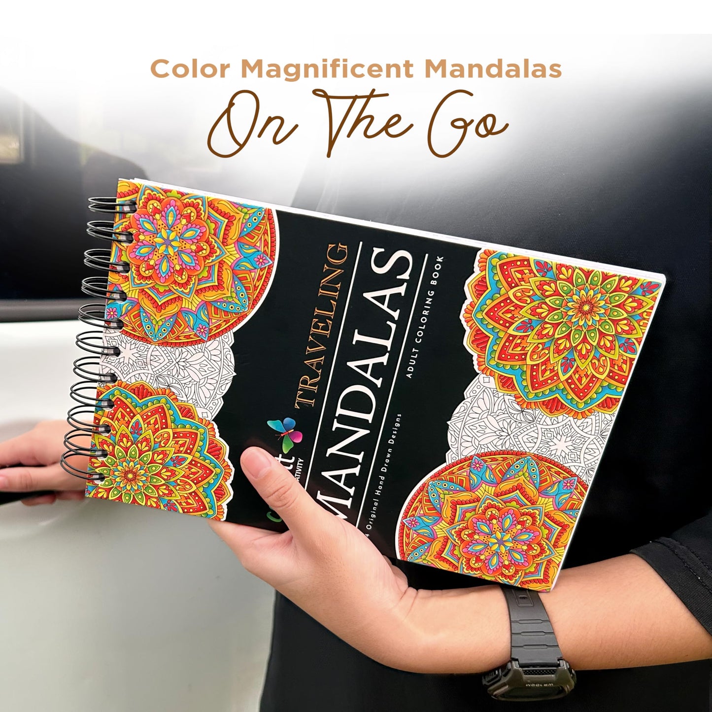 Traveling Mandalas Adult Coloring Book - Features 30 Original Hand Drawn Designs Printed on Artist Quality Paper, Hardback Covers, Spiral Binding, Perforated Pages, Bonus Blotter