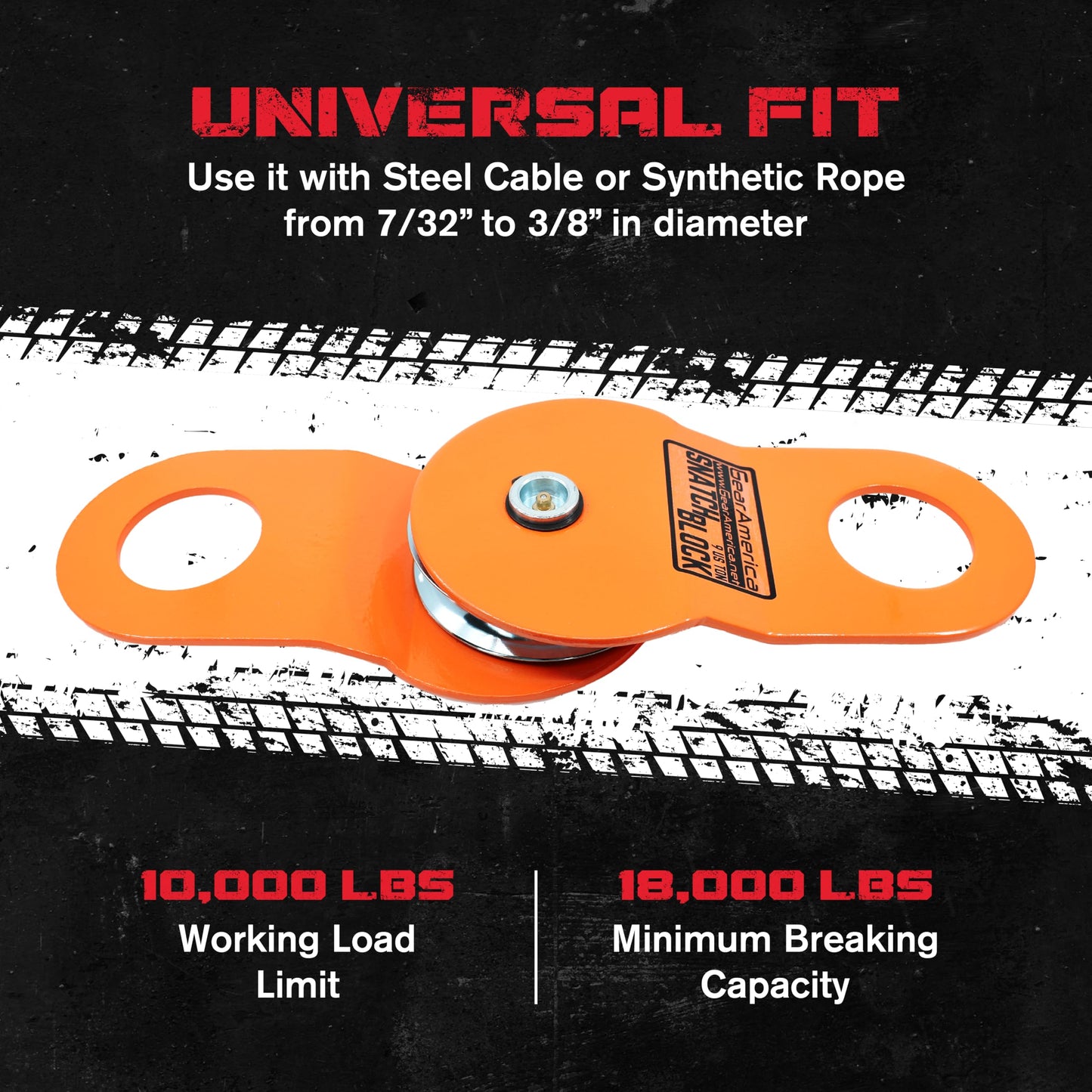 GearAmerica Snatch Block (9 US Ton) | Double your Winch Pulling Capacity and Control Direction of the Pull