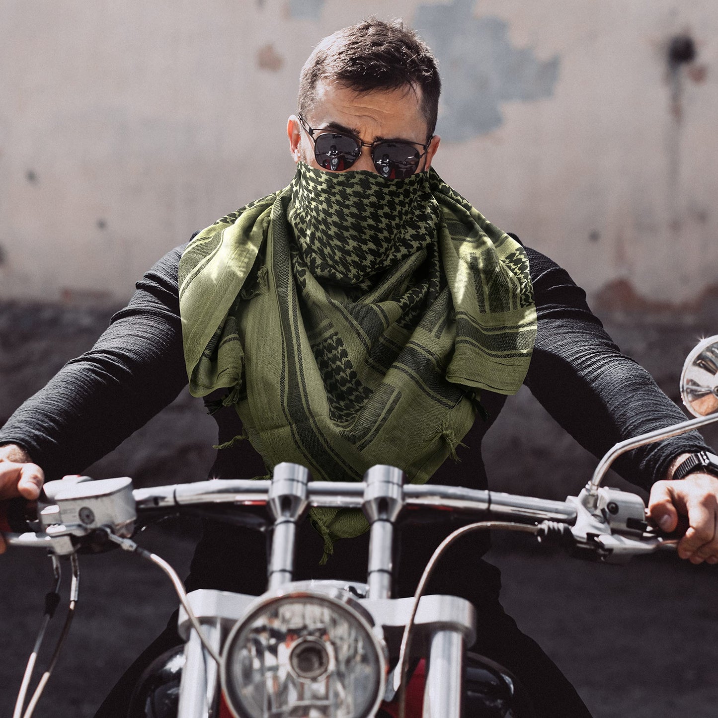 Shemagh Tactical Desert Military Head Scarf For Men Women Motorcycle Face Mask Biker Arab Wrap Summer Keffiyeh Cover Scarves (Green)?