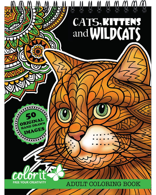 Cats, Kittens, and Wildcats Coloring Book for Adults | Mindful Premium Coloring