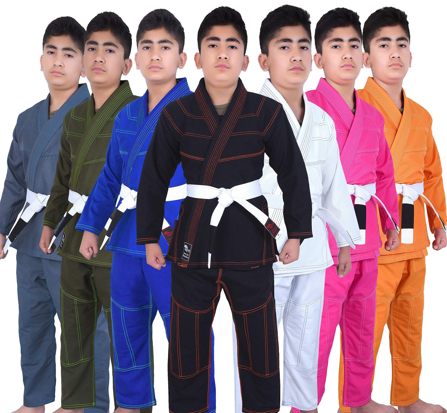 Kids BJJ Gi for Kids IBJJF Youth Grappling Children's Brazilian Jiu Jitsu Gi Kimono Lightweight Uniform with Free Belt