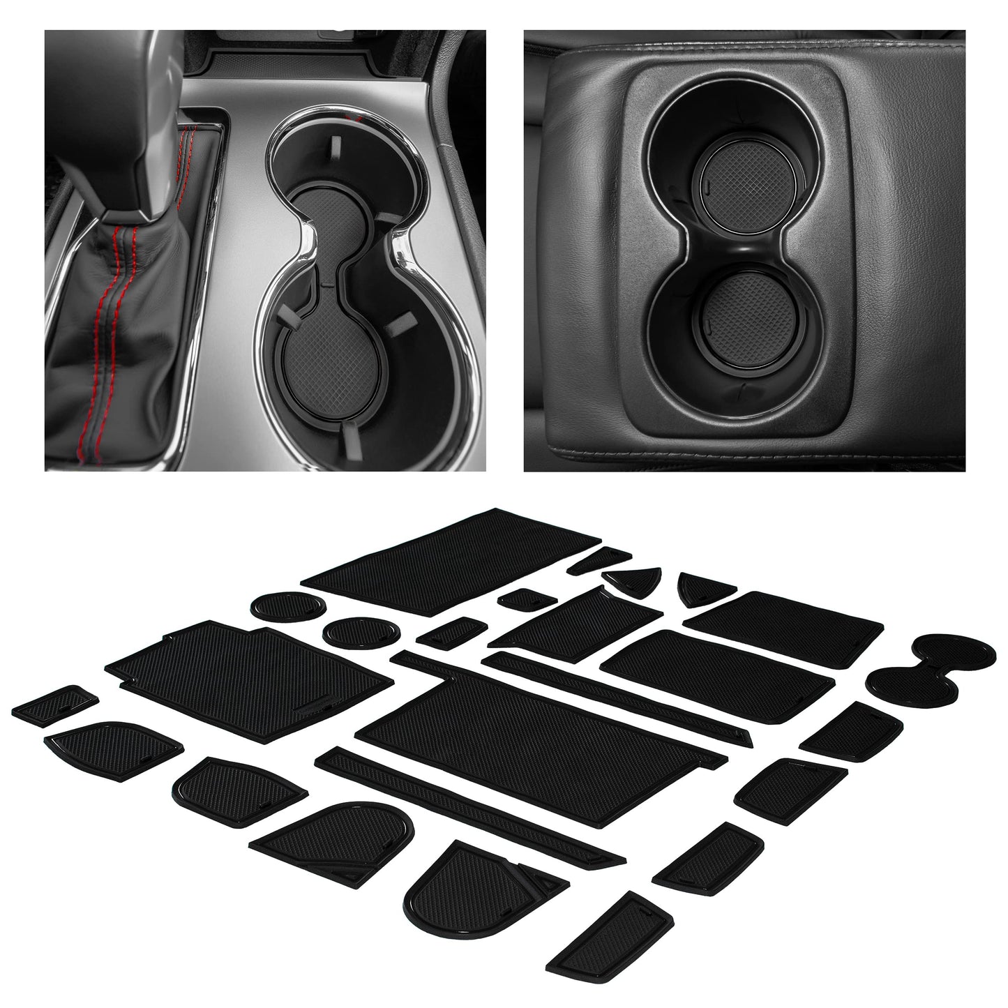 CupHolderHero fits Jeep Accessories Premium Custom Interior Non Slip Anti Dust Cup Holder Inserts, Center Console Liner Mats, Door Pocket Liners