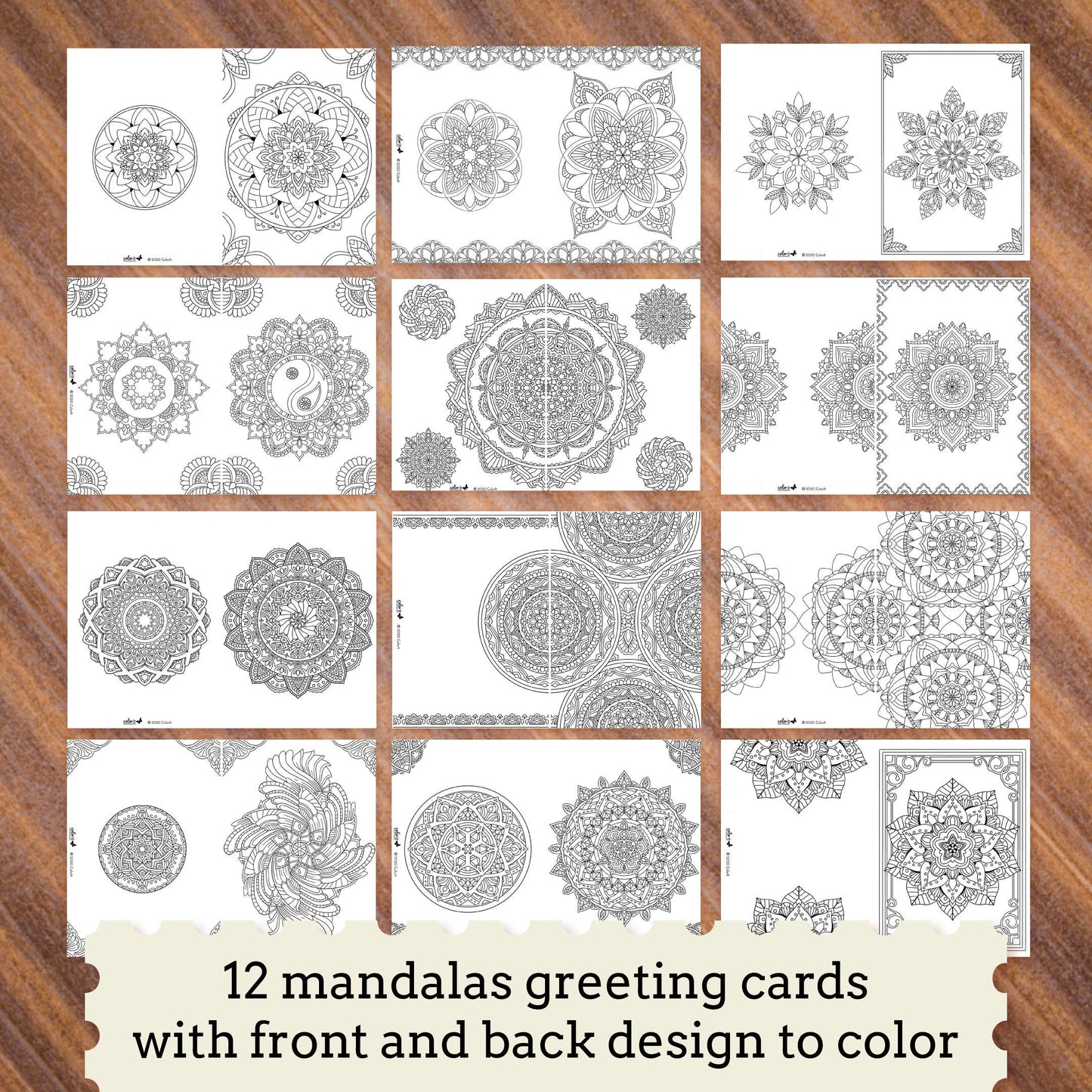 Unique Colorable Greeting Cards (12 Cards to Color with 12 Different Designs, Blank Inside, and 12 White Envelopes)