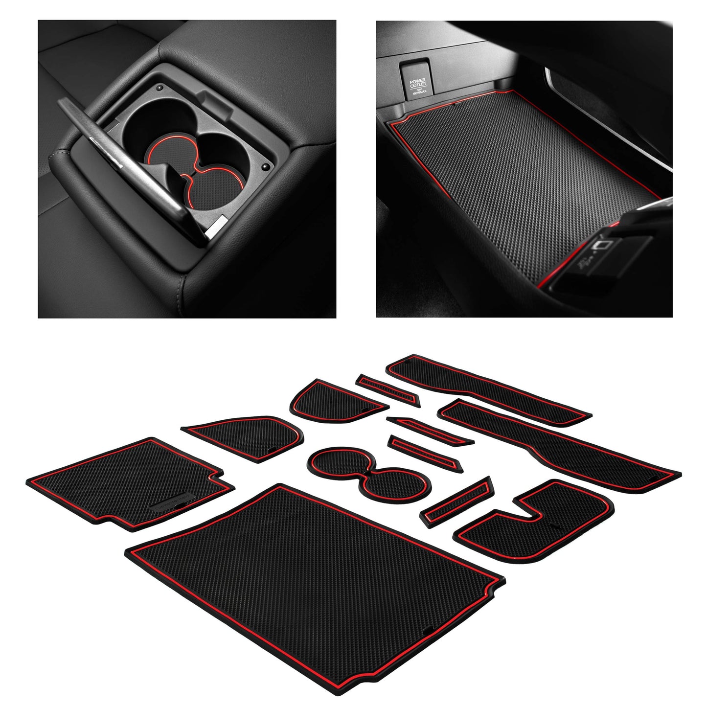 CupHolderHero fits Honda Clarity Accessories 2017-2021 Premium Custom Interior Non-Slip Anti Dust Cup Holder Inserts, Center Console Liner Mats, Door Pocket Liners 12pc Set (Solid Black)