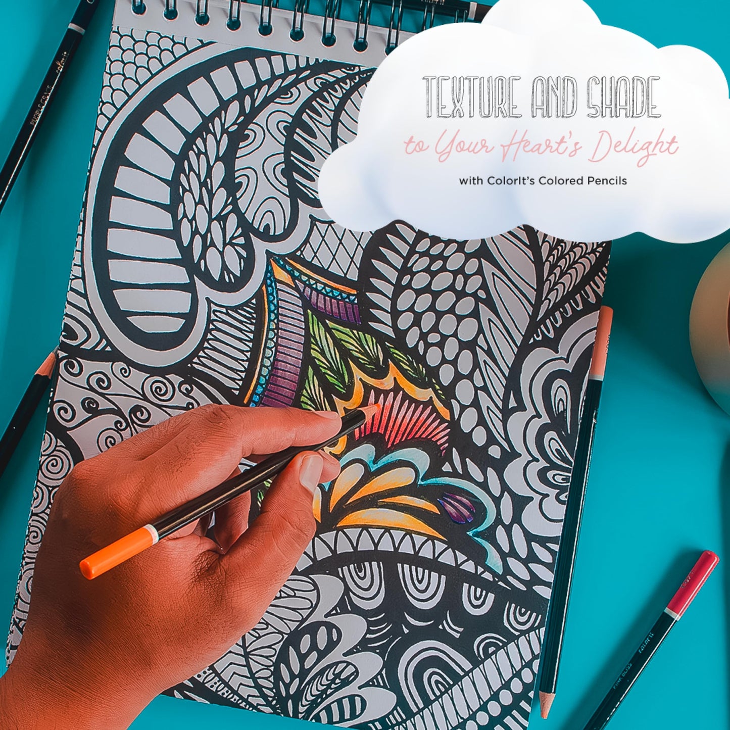 Calming Doodles Adult Coloring Book - Features 50 Original Hand Drawn Anti-Stress Zentangle Designs