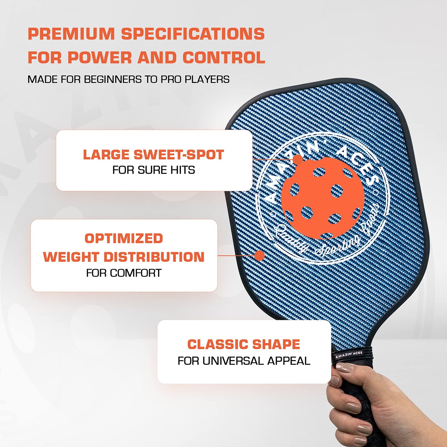 Amazin' Aces Carbon Fiber Pickleball Paddle Set in Blue and Pink - 2 Pickleball Rackets with Carbon Fiber Face and Polymer Core, 4 Outdoor Balls, and 1 Carry Bag